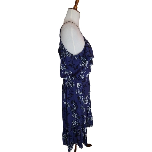 Parker Floral Navy Paradise Ruffled Midi Dress XS NWT - Picture 5 of 9